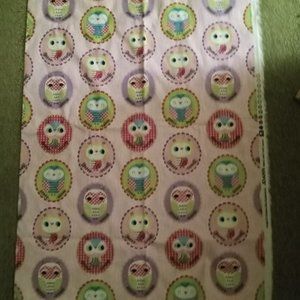 Owls oval shape portraits pastel colors soft light weight flannel fabric by 1/2y